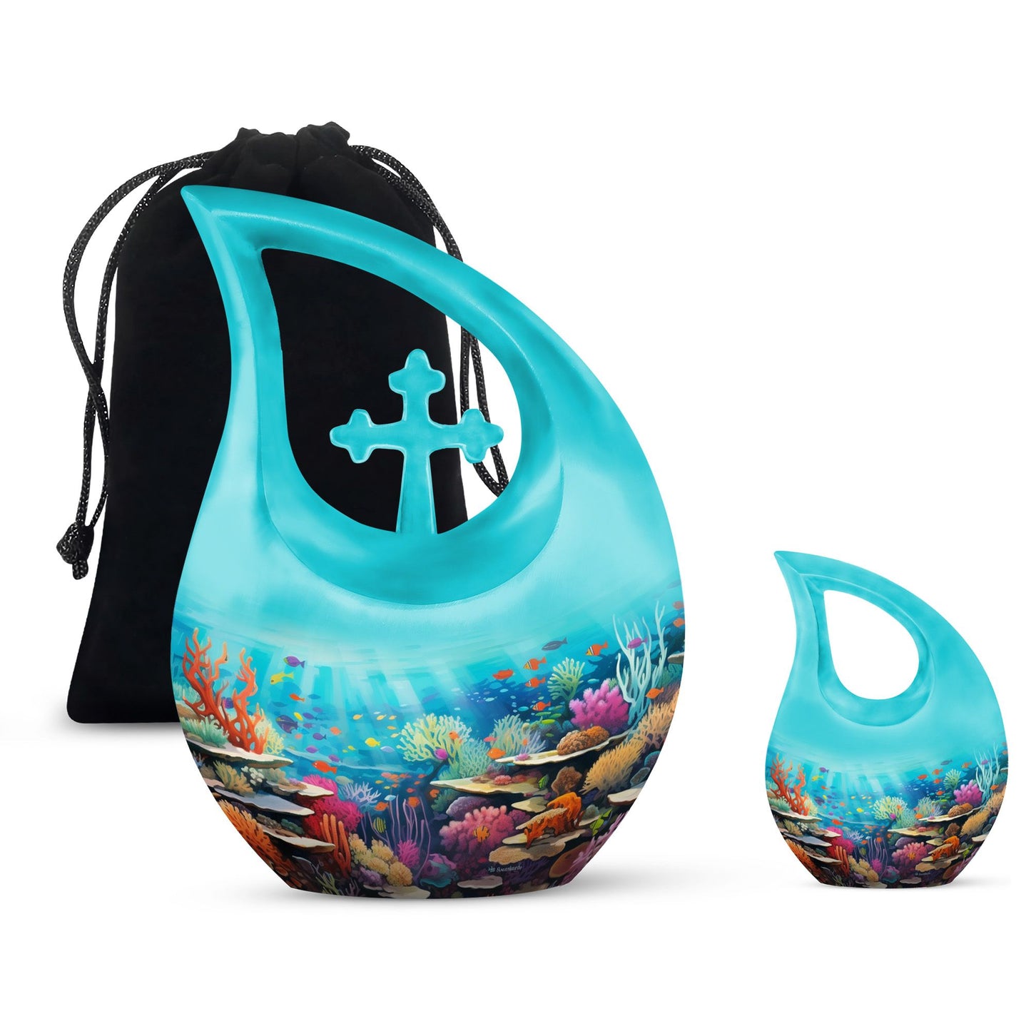 10 Inch Wilderness Urn, Cross Drop Design, Customizable, 
