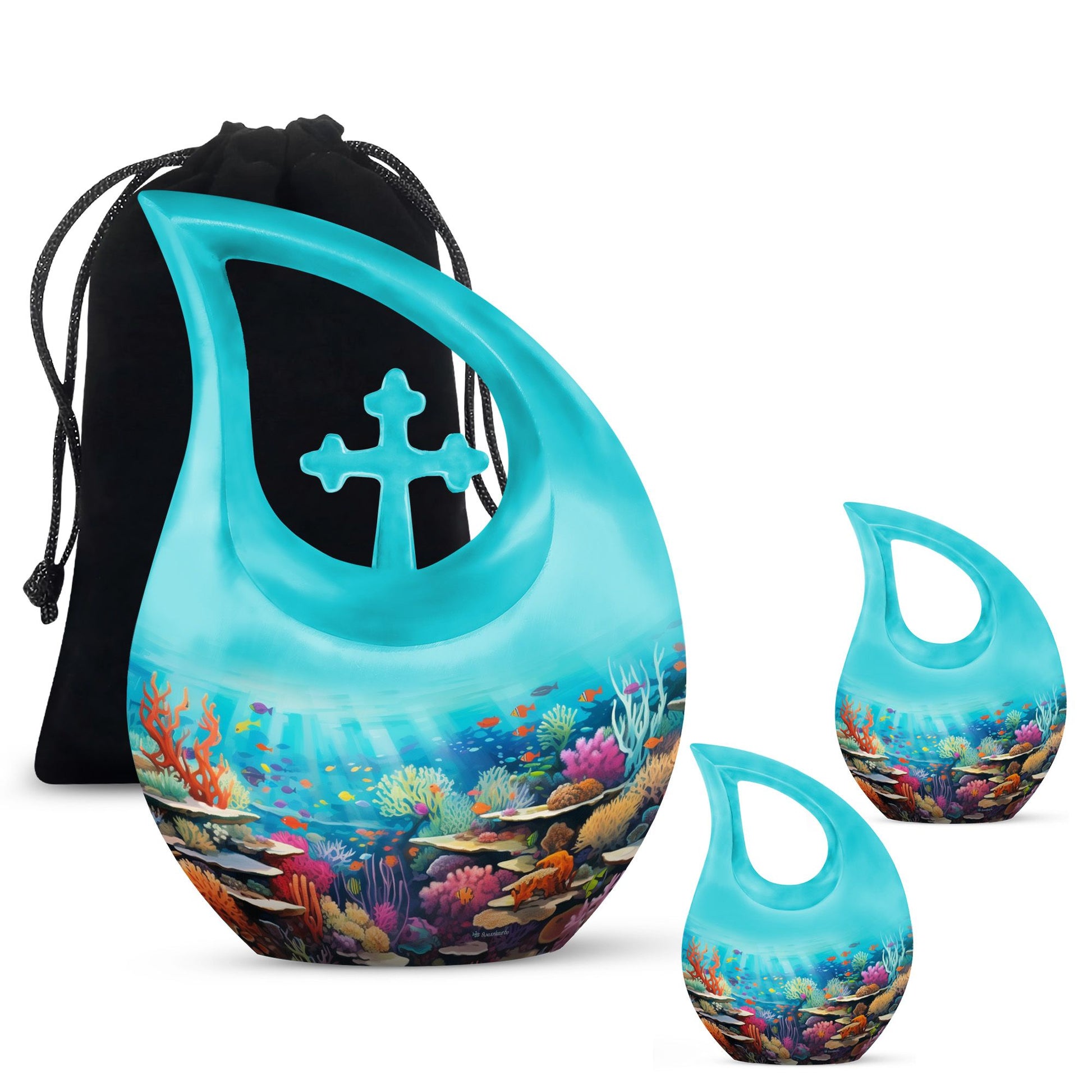 10 Inch Wilderness Urn, Cross Drop Design, Customizable, 