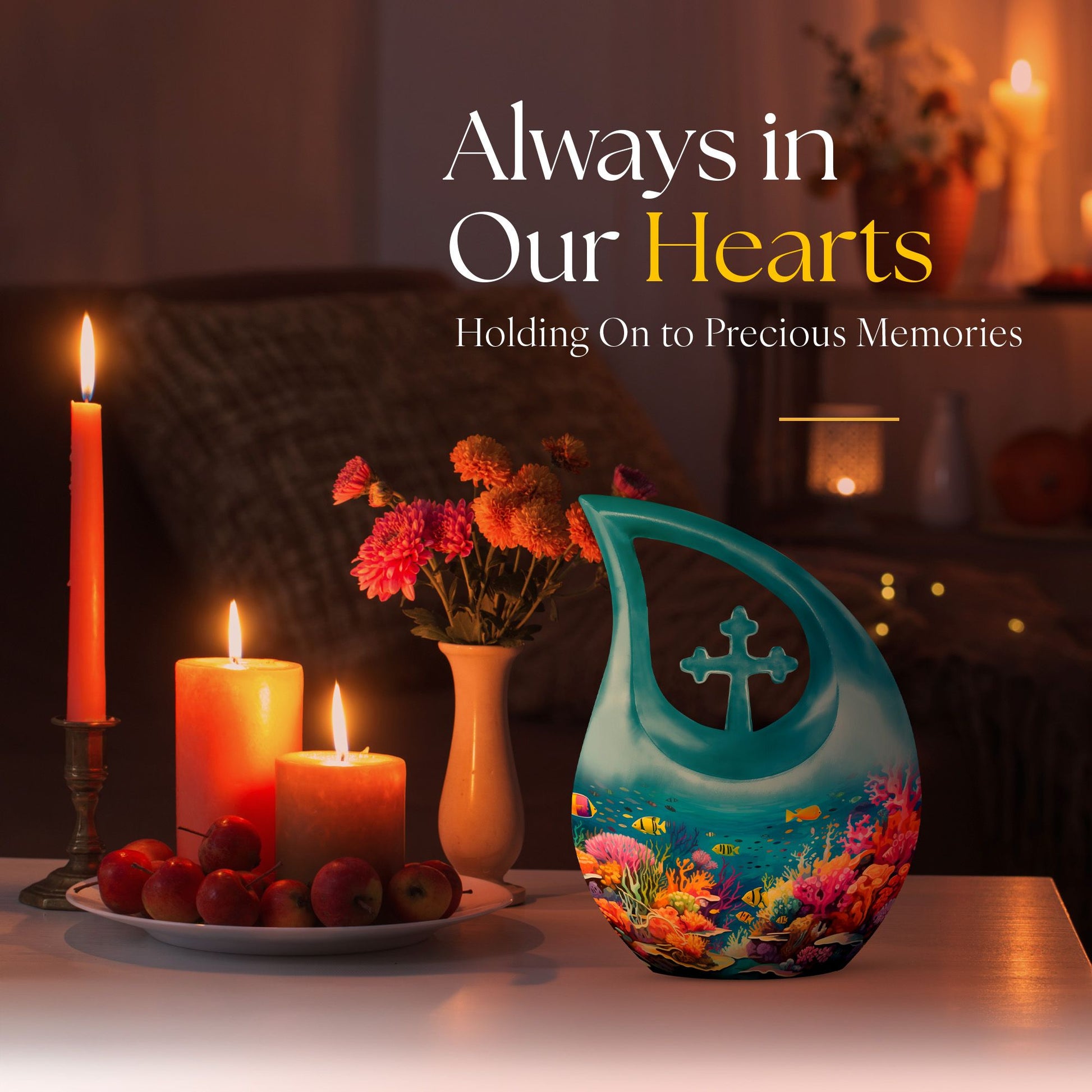 10-inch Wilderness theme Cross Drop urn, customize