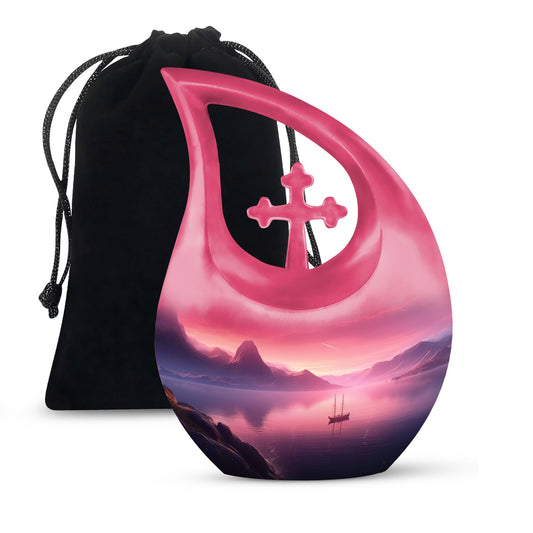 10 Inch Wilderness Urn with Cross Drop design,