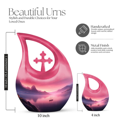 10 Inch Wilderness Urn with Cross Drop design,