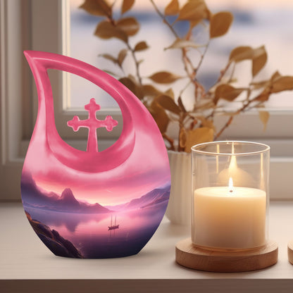 10 Inch Wilderness Urn with Cross Drop design,