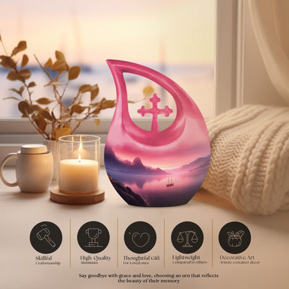 10 Inch Wilderness Urn with Cross Drop design,