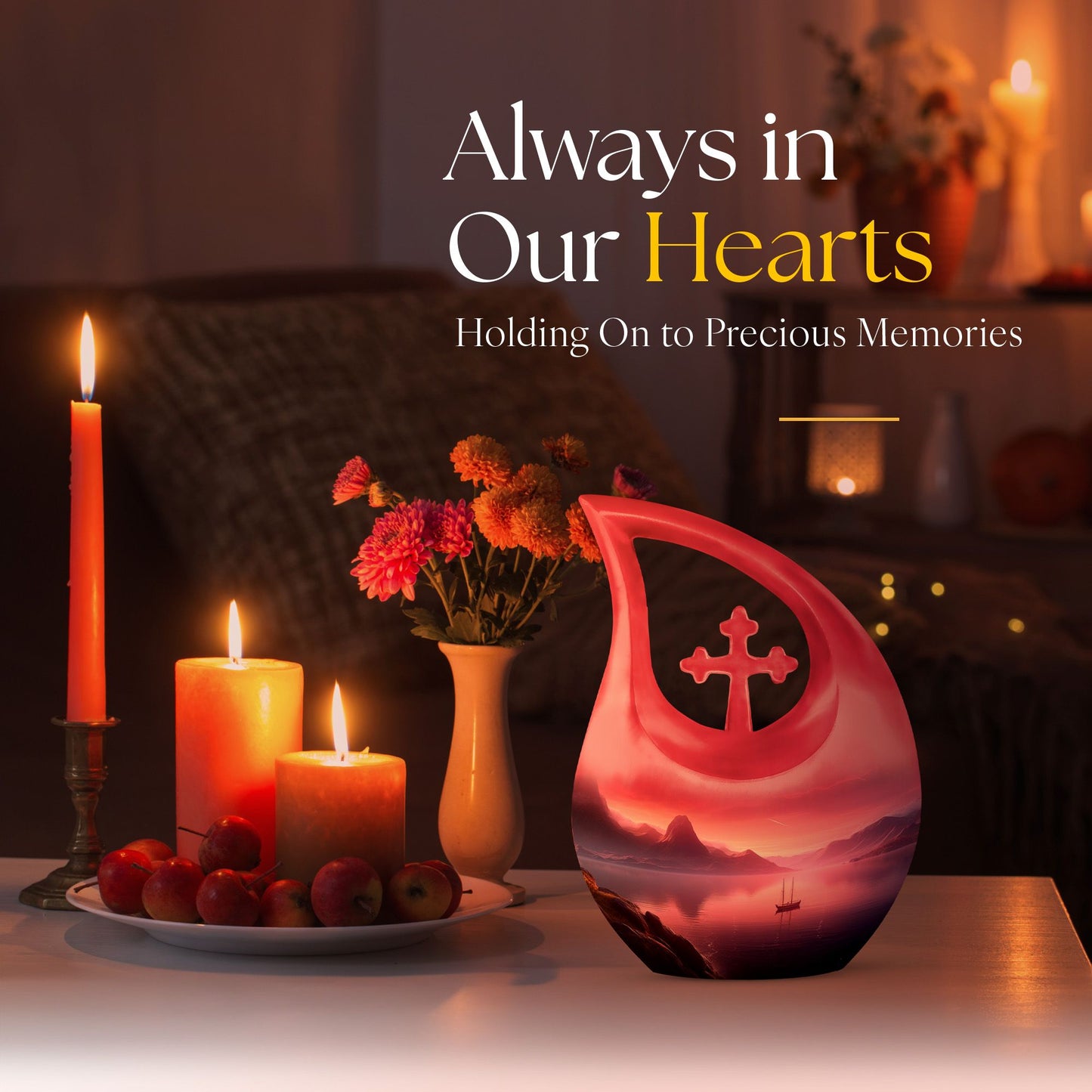 10 Inch Wilderness Urn with Cross Drop design,