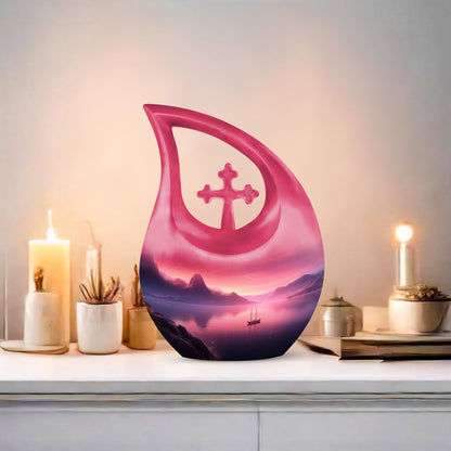 10 Inch Wilderness Urn with Cross Drop design,