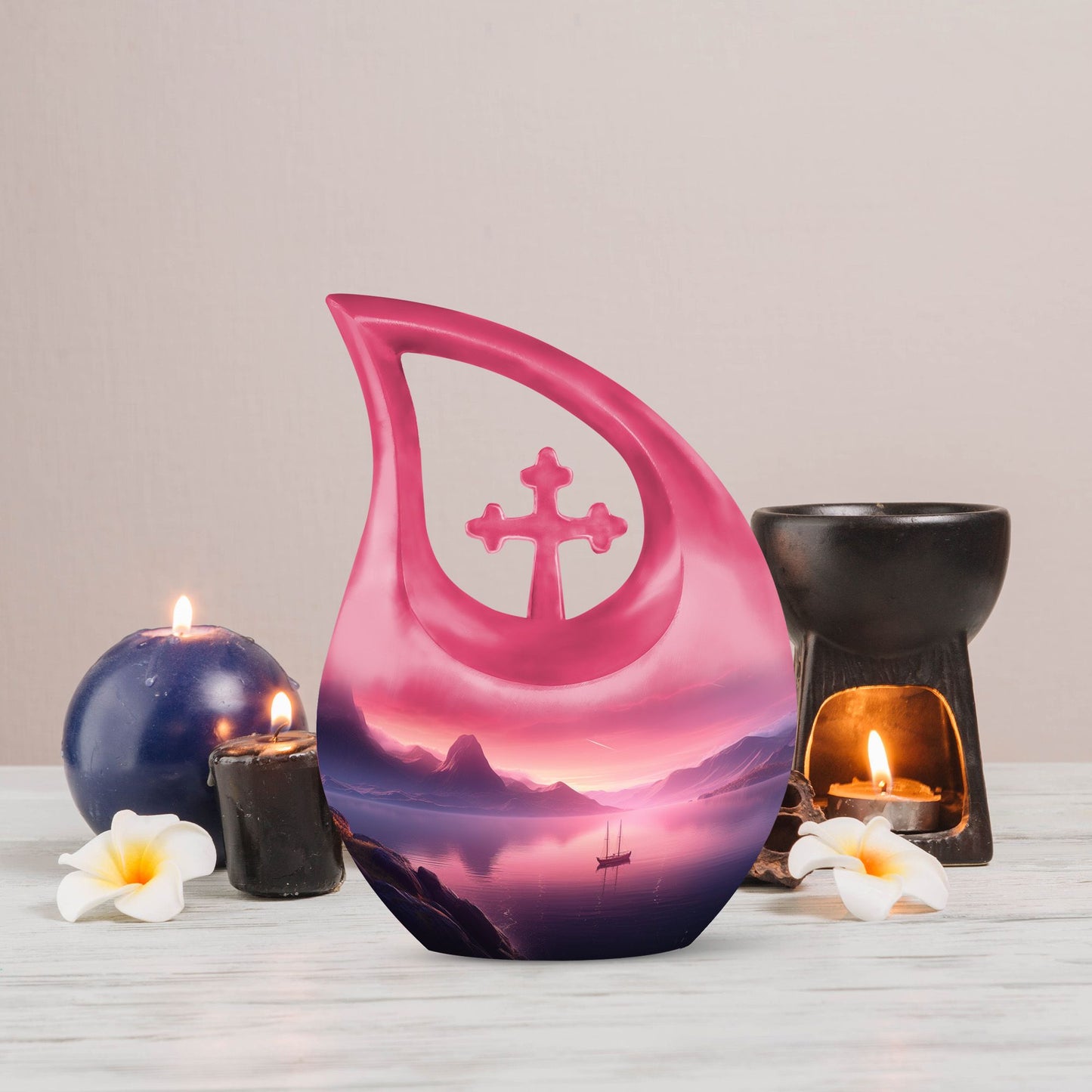 10 Inch Wilderness Urn with Cross Drop design,