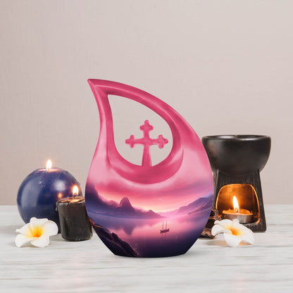 10 Inch Wilderness Urn with Cross Drop design,