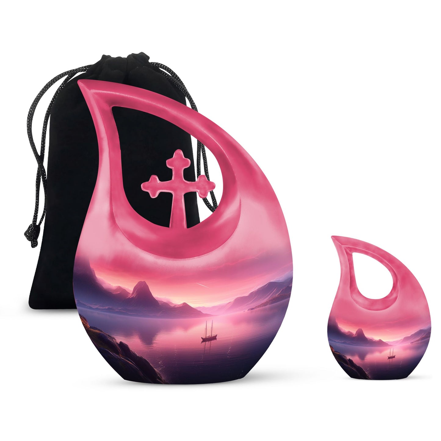 10 Inch Wilderness Urn with Cross Drop design,
