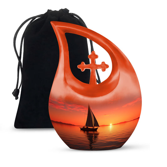 10 inch Wilderness Urn, Cross Drop design Ashes