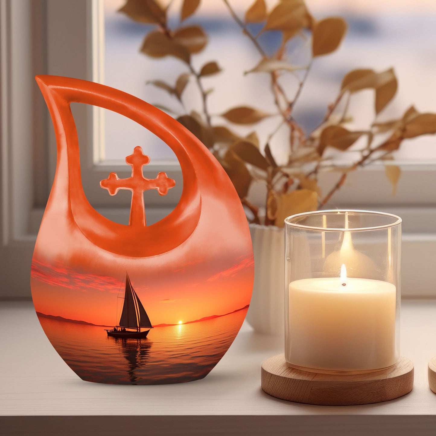 10 inch Wilderness Urn, Cross Drop design Ashes