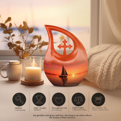 10 inch Wilderness Urn, Cross Drop design Ashes
