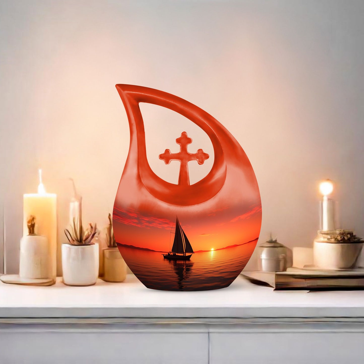 10 inch Wilderness Urn, Cross Drop design Ashes