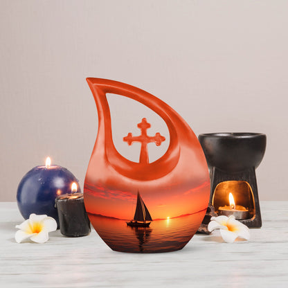 10 inch Wilderness Urn, Cross Drop design Ashes