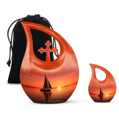 10 inch Wilderness Urn, Cross Drop design Ashes