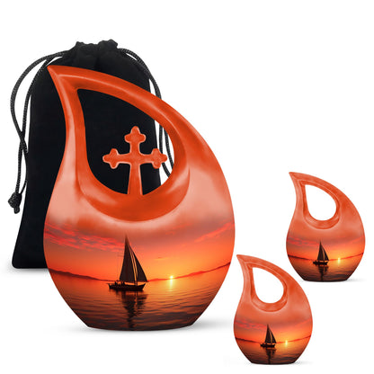 10 inch Wilderness Urn, Cross Drop design Ashes