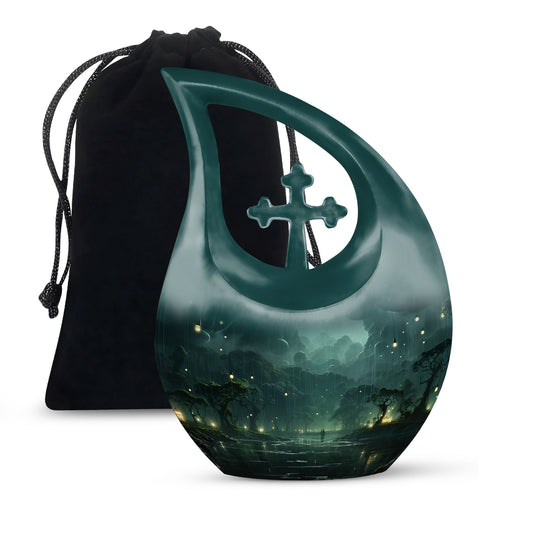 10-inch Wilderness Urn with Custom Cross Drop Design,