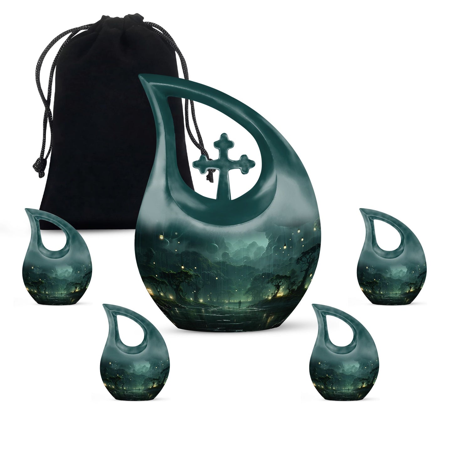 10-inch Wilderness Urn with Custom Cross Drop Design,