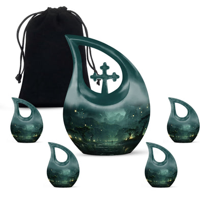 10-inch Wilderness Urn with Custom Cross Drop Design,
