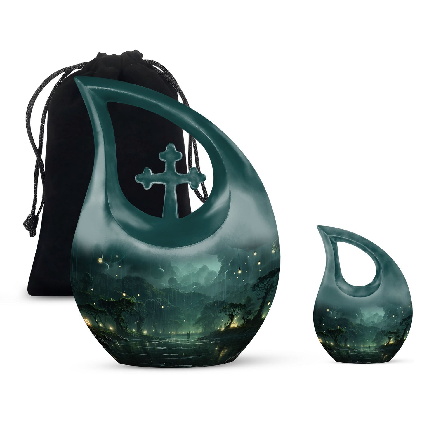 10-inch Wilderness Urn with Custom Cross Drop Design,