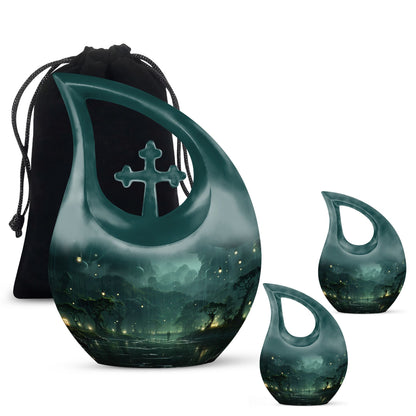 10-inch Wilderness Urn with Custom Cross Drop Design,