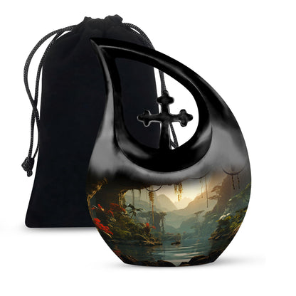 10-Inch Wilderness Urn in Cross Drop design, 