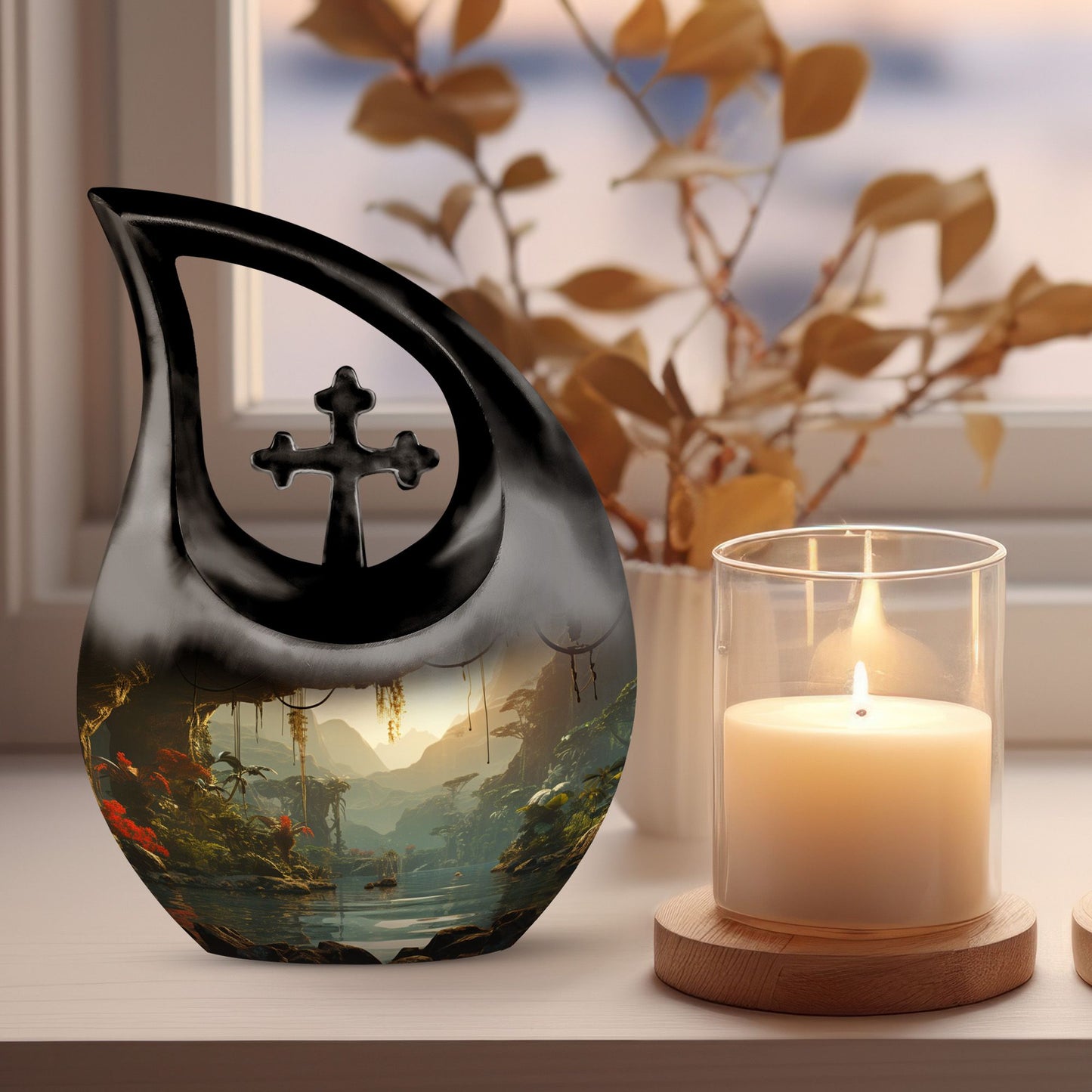 10-Inch Wilderness Urn in Cross Drop design, 