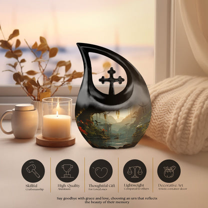 10-Inch Wilderness Urn in Cross Drop design, 