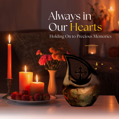 10-Inch Wilderness Urn in Cross Drop design, 