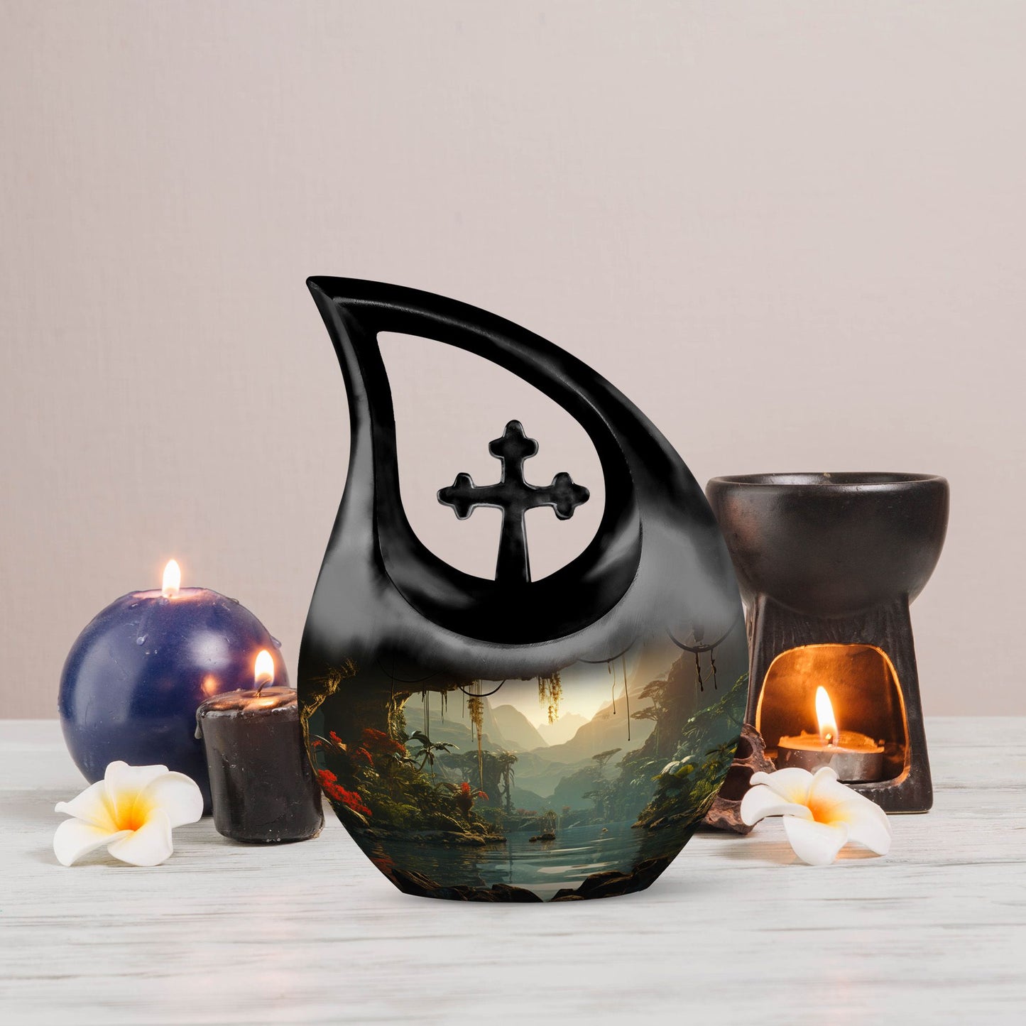 10-Inch Wilderness Urn in Cross Drop design, 