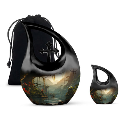 10-Inch Wilderness Urn in Cross Drop design, 