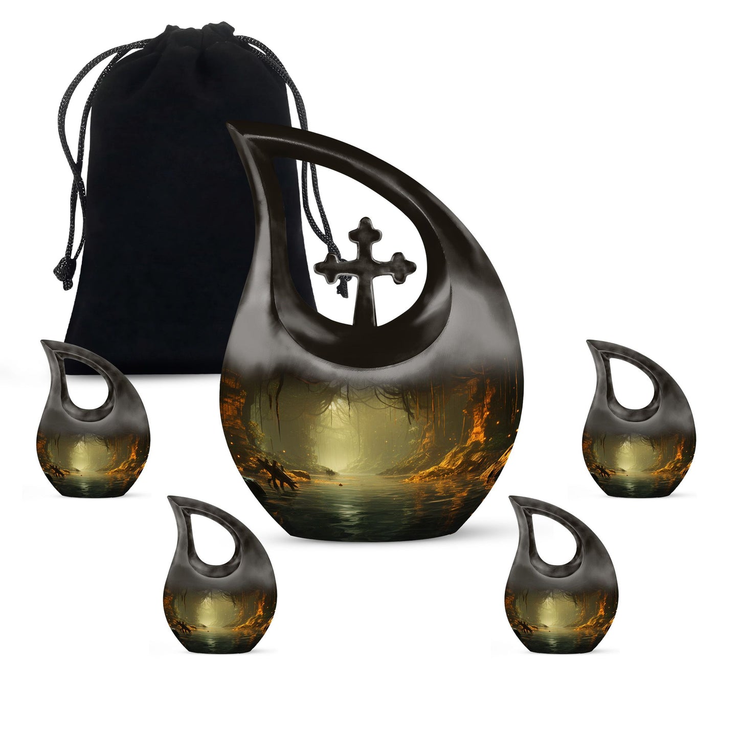 10-inch Wilderness Urn with Cross Drop design, 