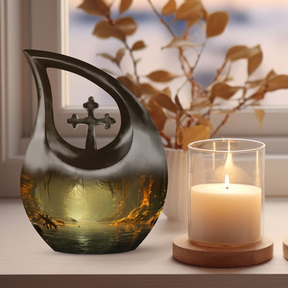 10-inch Wilderness Urn with Cross Drop design, 