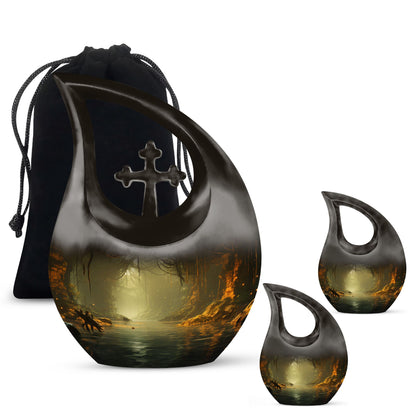 10-inch Wilderness Urn with Cross Drop design, 