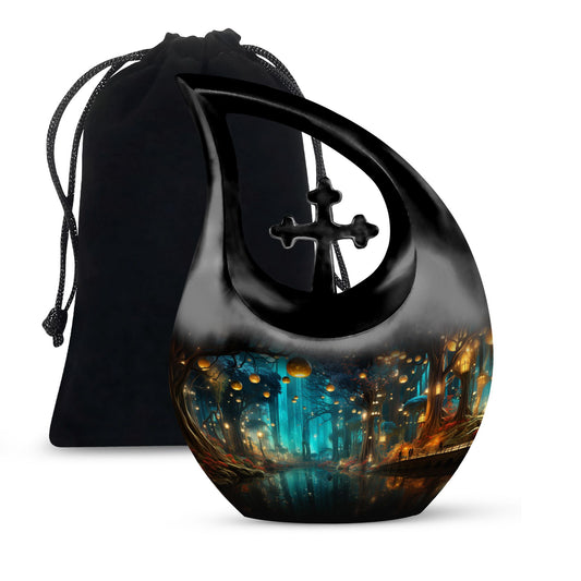 10 inch Wilderness Urn with Cross Drop 