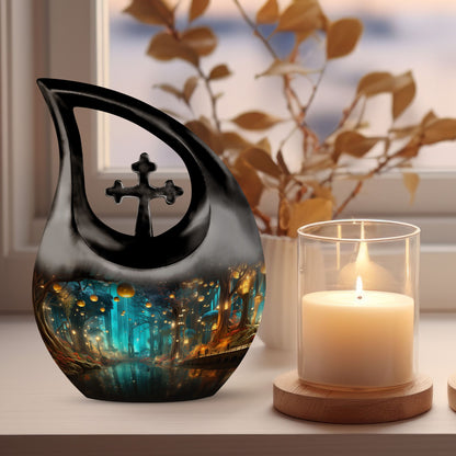 10 inch Wilderness Urn with Cross Drop 