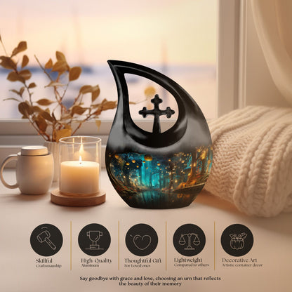 10 inch Wilderness Urn with Cross Drop 