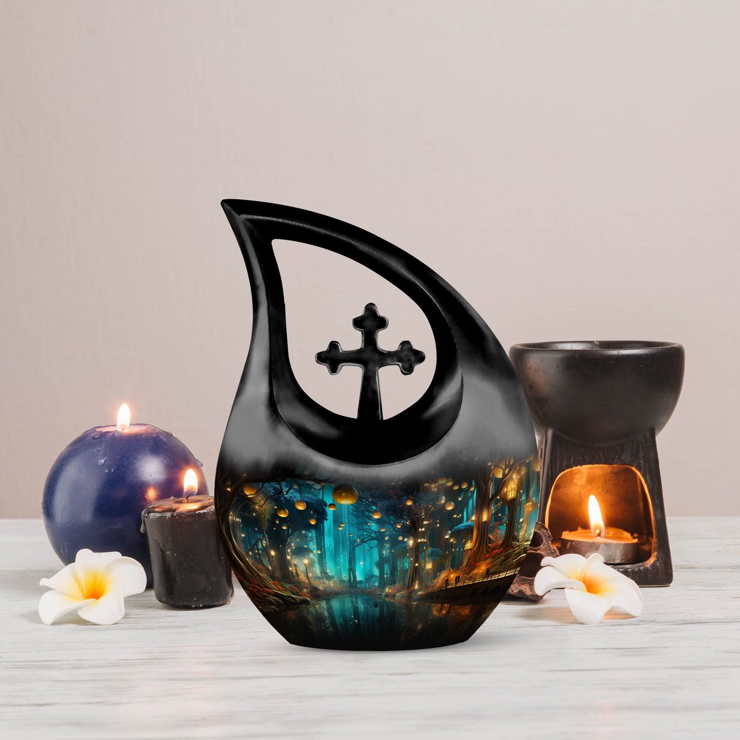10 inch Wilderness Urn with Cross Drop 