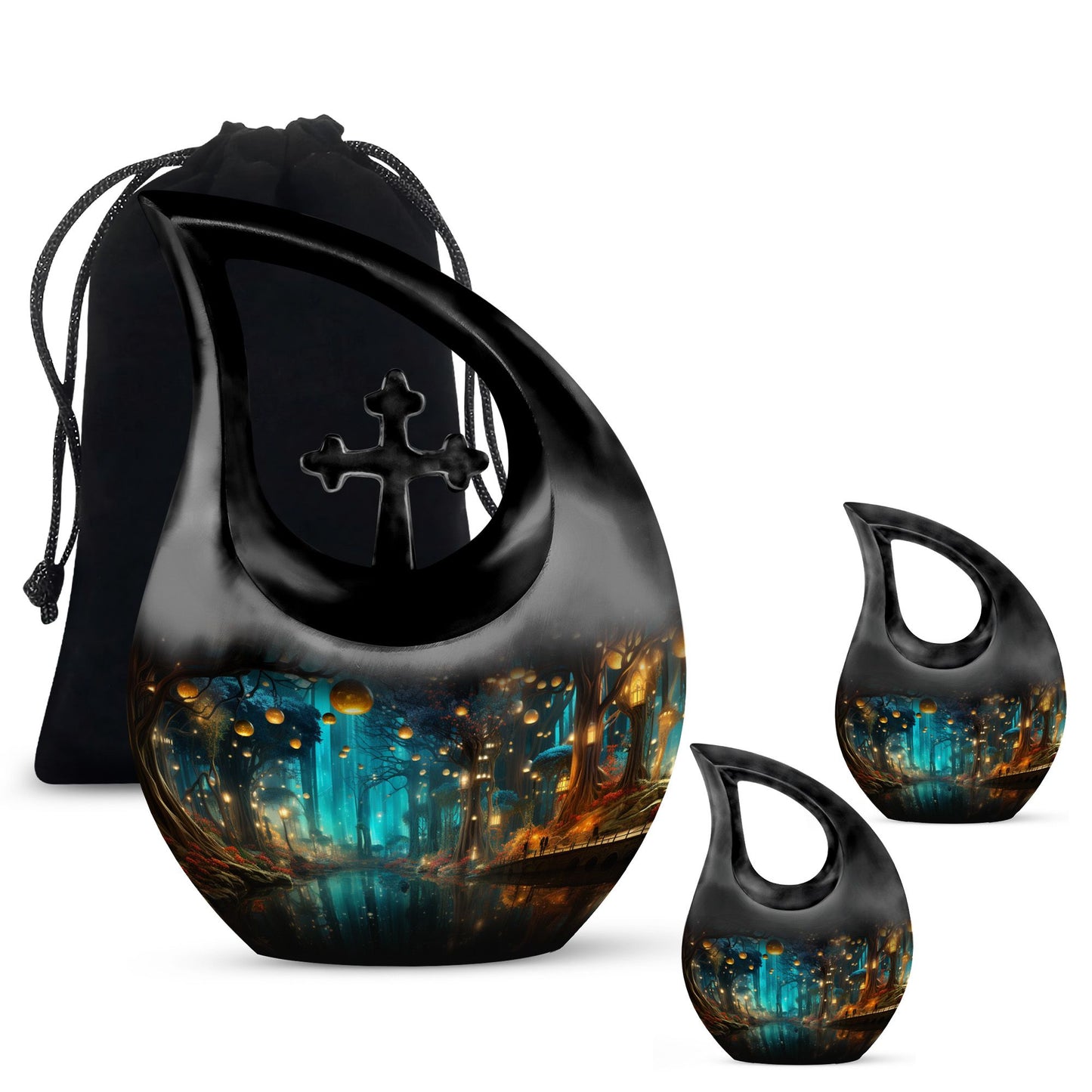 10 inch Wilderness Urn with Cross Drop 