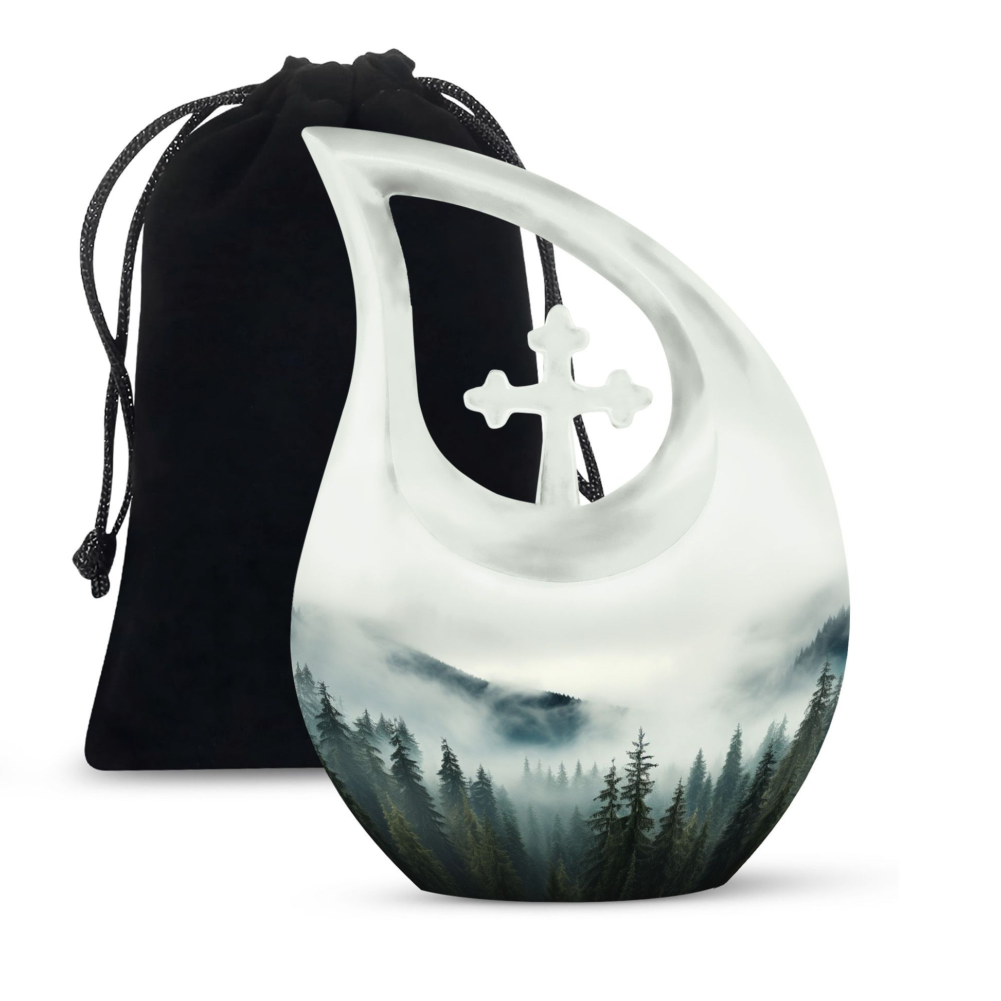 10-inch Wilderness Urn with Cross Drop design, ideal 