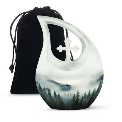 10-inch Wilderness Urn with Cross Drop design, ideal 
