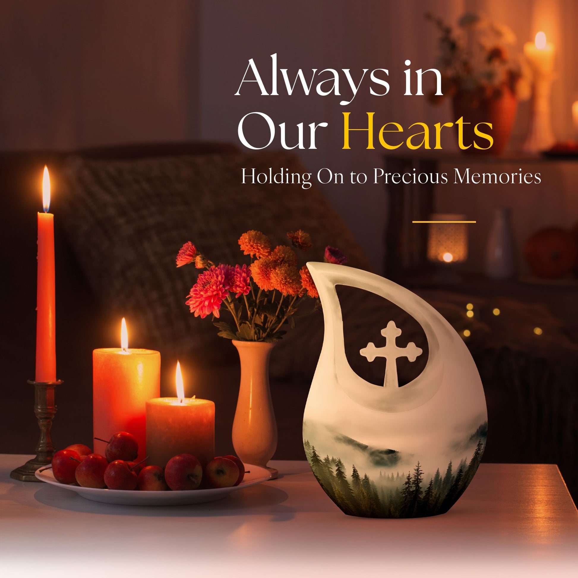10-inch Wilderness Urn with Cross Drop design, ideal 