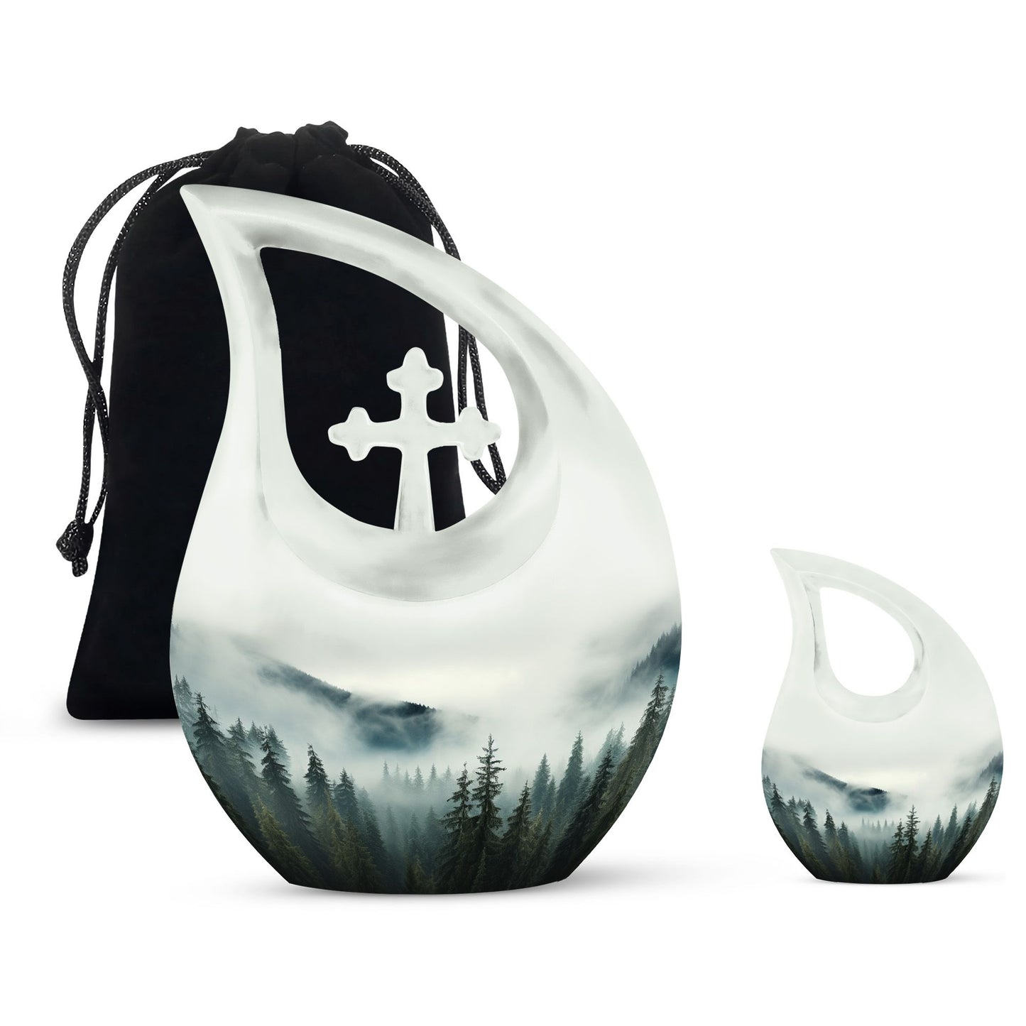 10-inch Wilderness Urn with Cross Drop design, ideal 