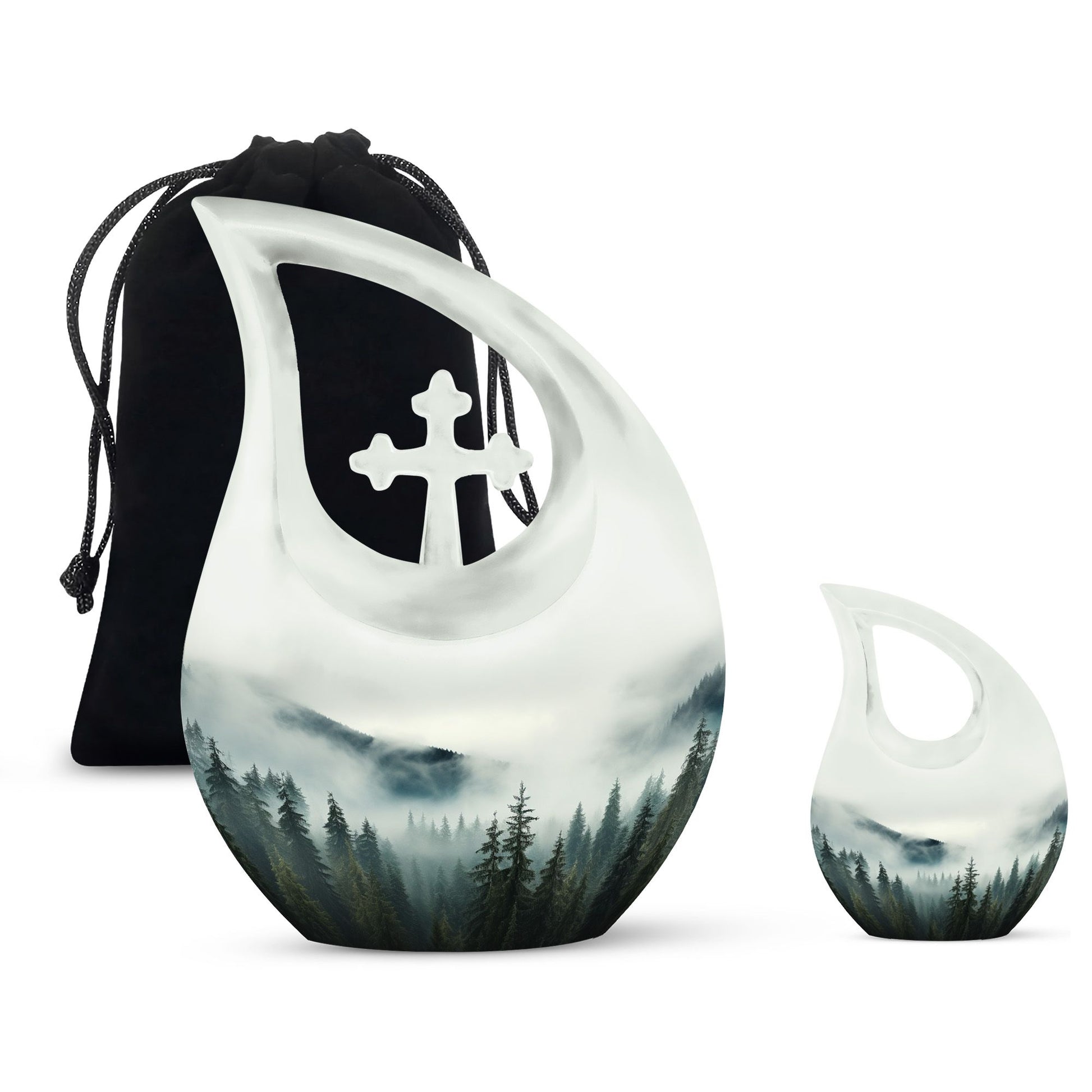 10-inch Wilderness Urn with Cross Drop design, ideal 