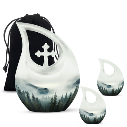 10-inch Wilderness Urn with Cross Drop design, ideal 