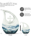 10 inch Wilderness Urn with Cross Drop design, personalized