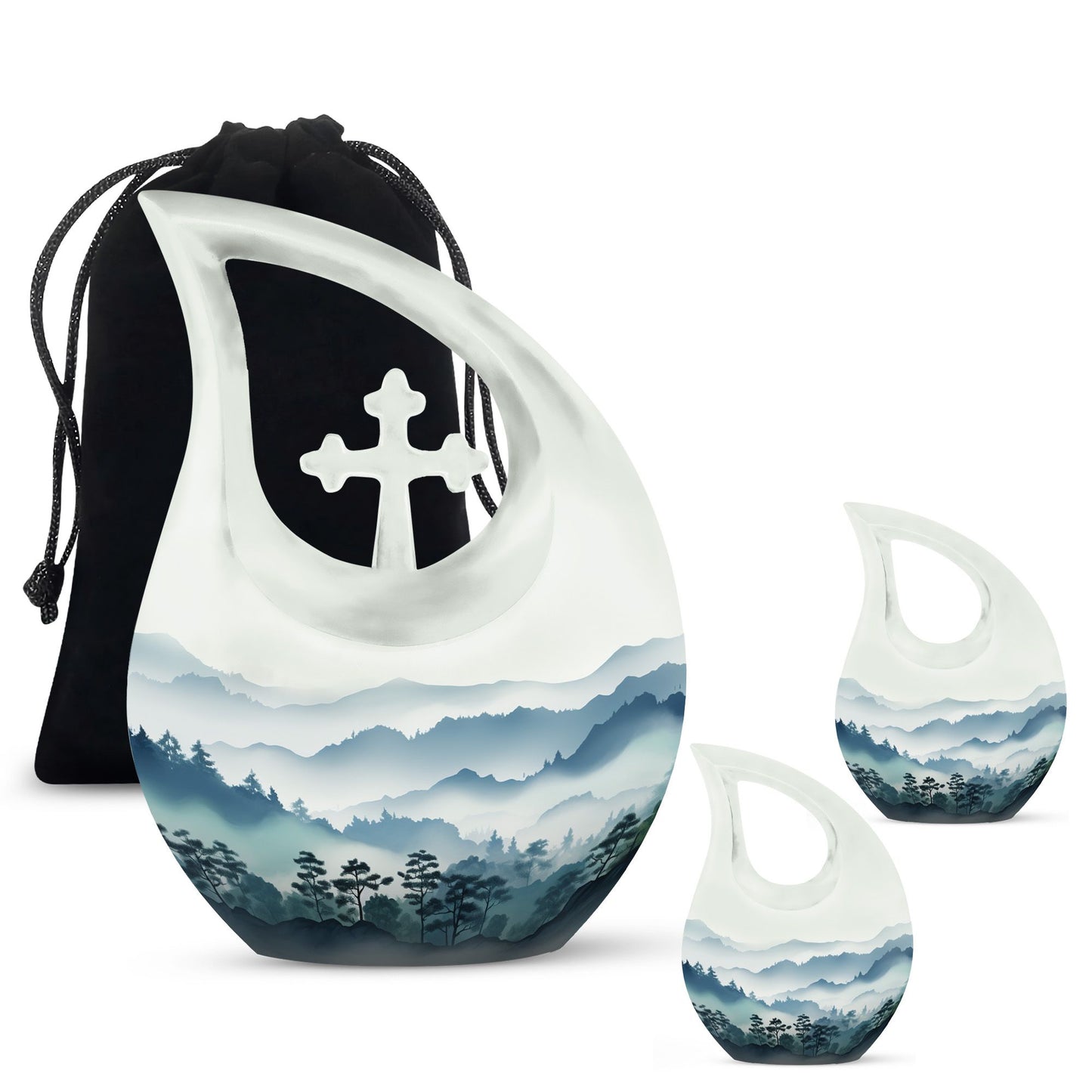 10 inch Wilderness Urn with Cross Drop design, personalized