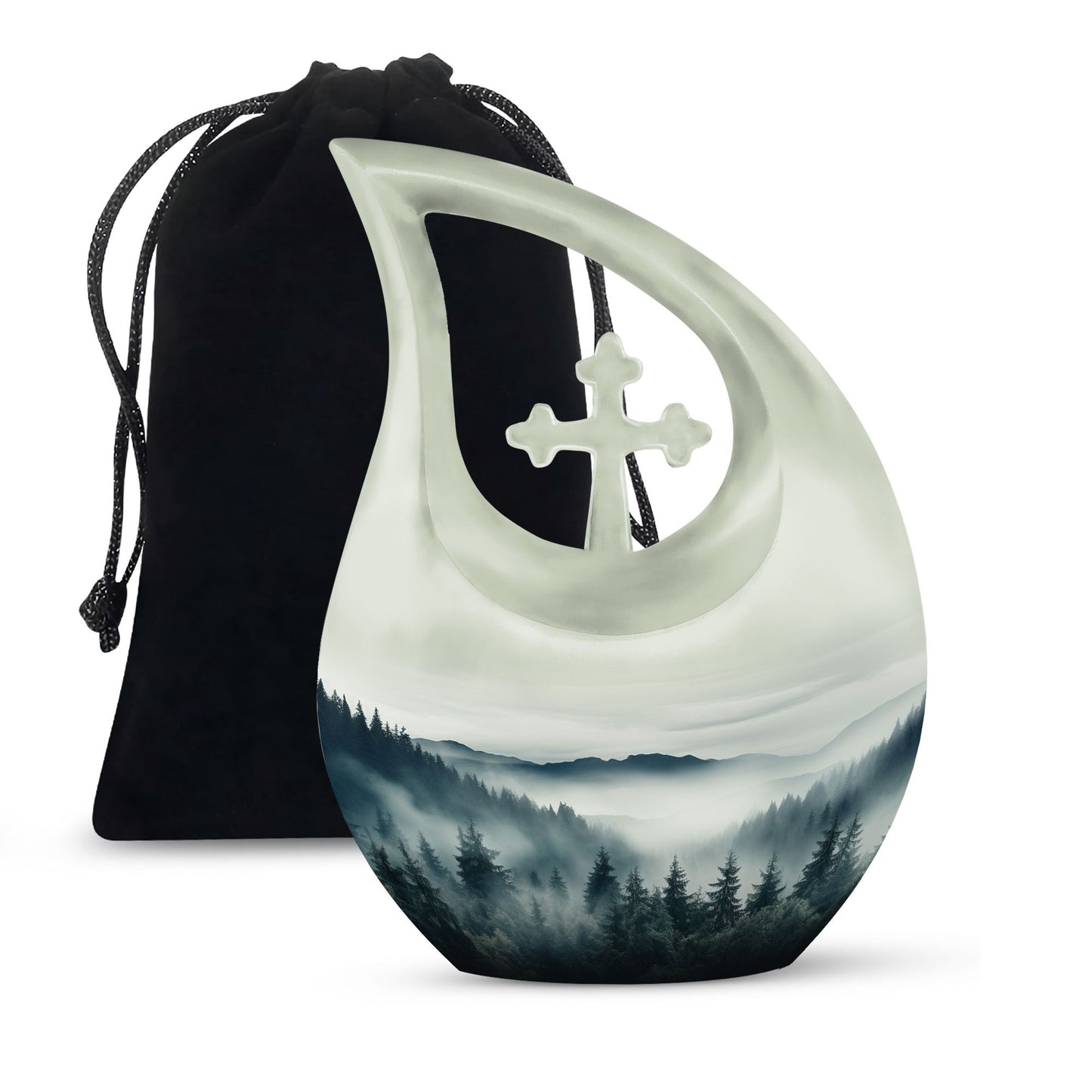 10-inch Wilderness Urn with Cross Drop design, aluminium 