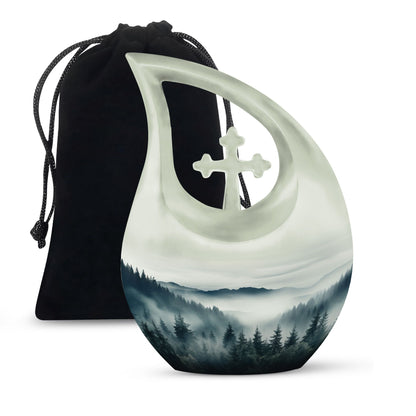 10-inch Wilderness Urn with Cross Drop design, aluminium 