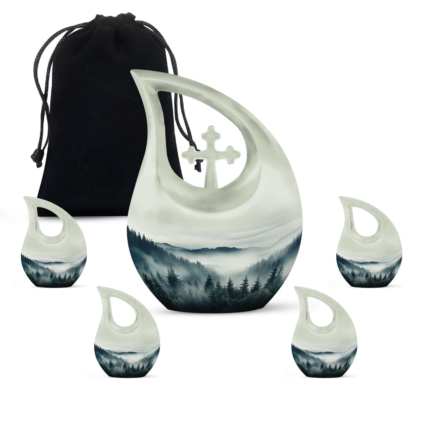 10-inch Wilderness Urn with Cross Drop design, aluminium 