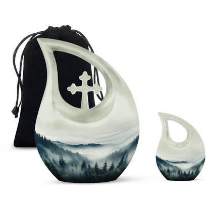 10-inch Wilderness Urn with Cross Drop design, aluminium 